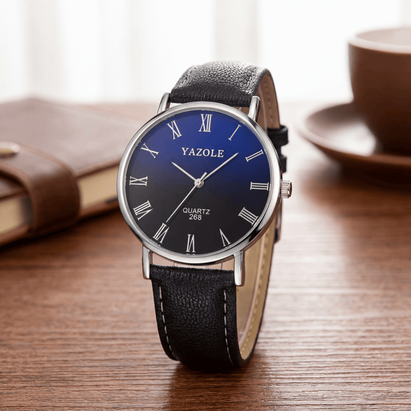 Leather Watch Band Men - YAZOLE Minimalist Quartz Watches for Men