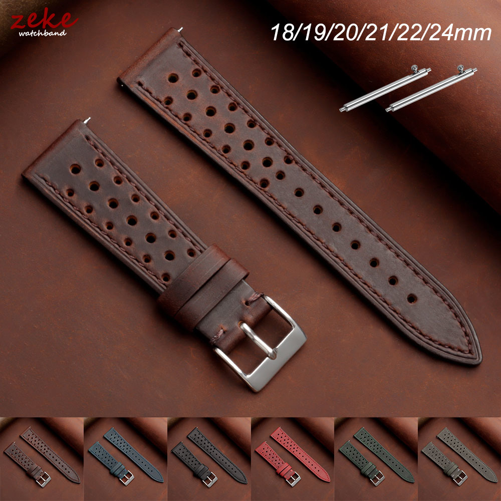 Leather Strap Quick Release - Vintage Racing Leather Watch Strap for