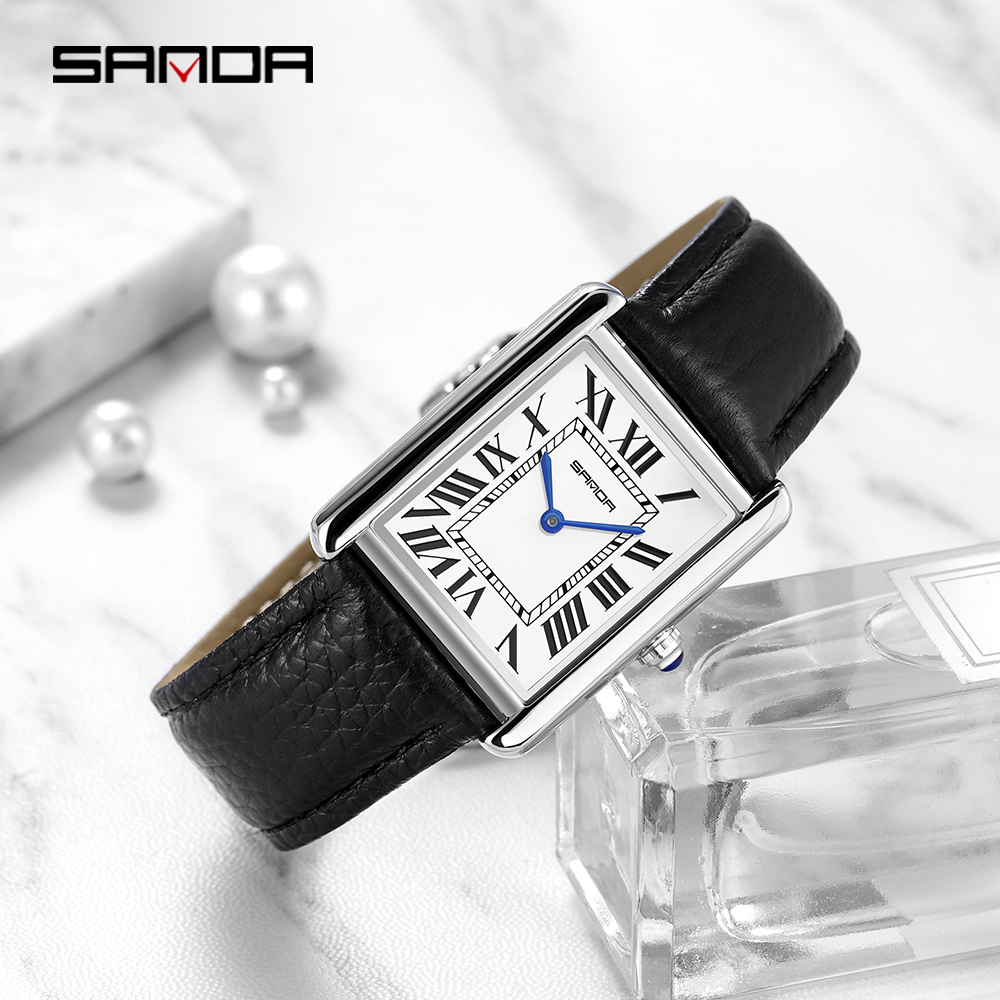 Sanda Rectangular Wrist Watche - огляд і ціна Leather Watch Band Men