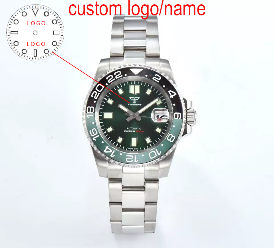 Custom 40mm Green Diver Men Wa - огляд і ціна Stainless Bracelet Diver