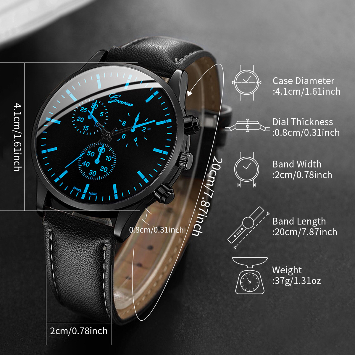 3PCS Fashion Men Business Watc - огляд і ціна Leather Watch Band Men