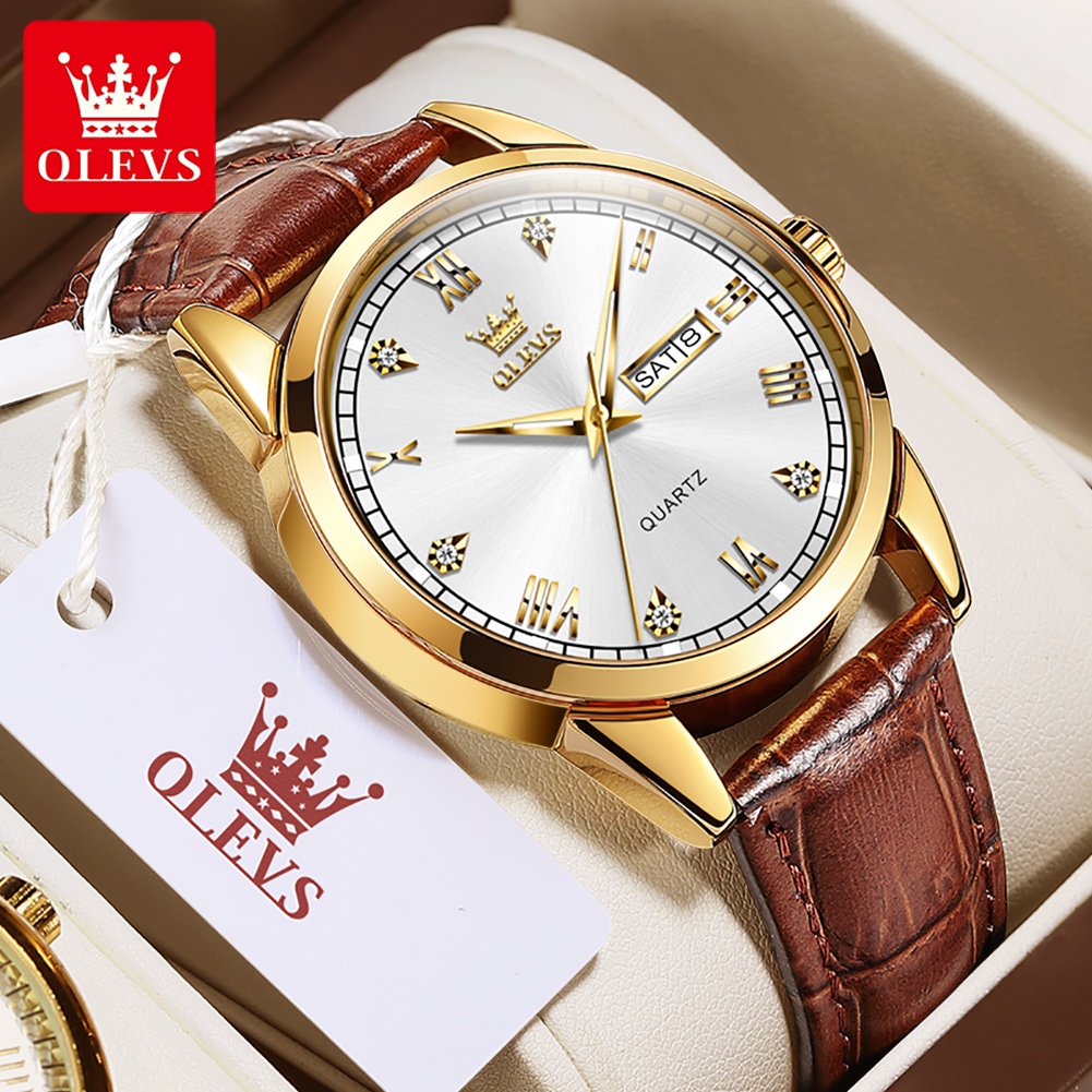 OLEVS 6896 Top Brand Men Quart - огляд і ціна Leather Watch Band Men