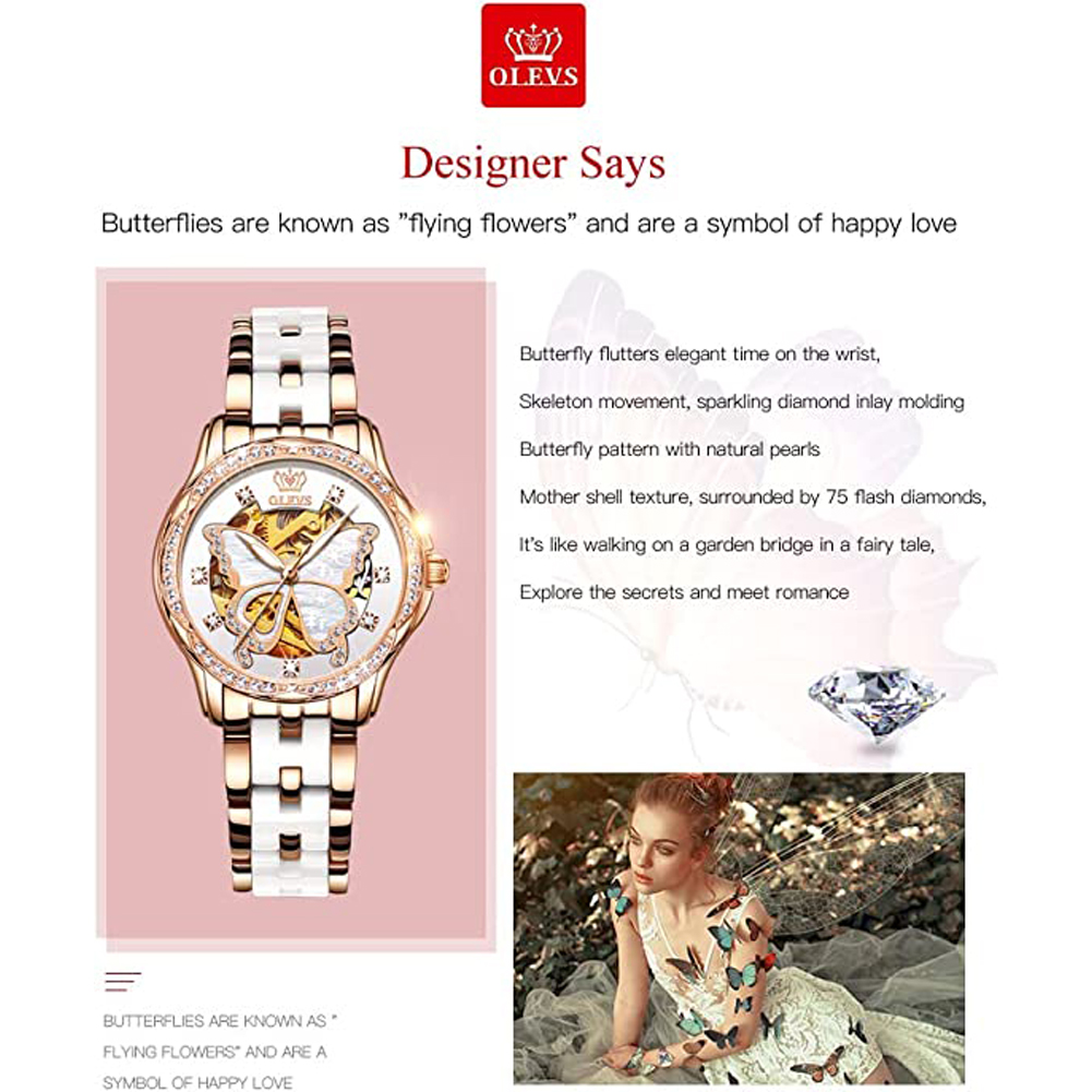 OLEVS Women's Automatic Watche - огляд і ціна Butterfly Clasp Deployant